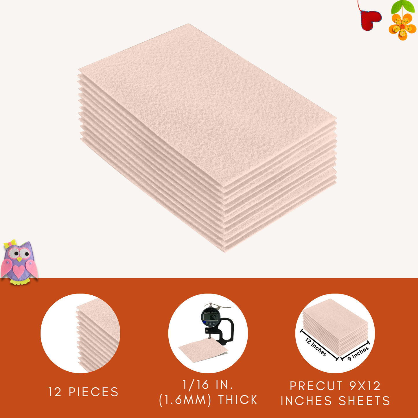 FabricLA Acrylic Felt 9"X12" Sheet Packs | Sand