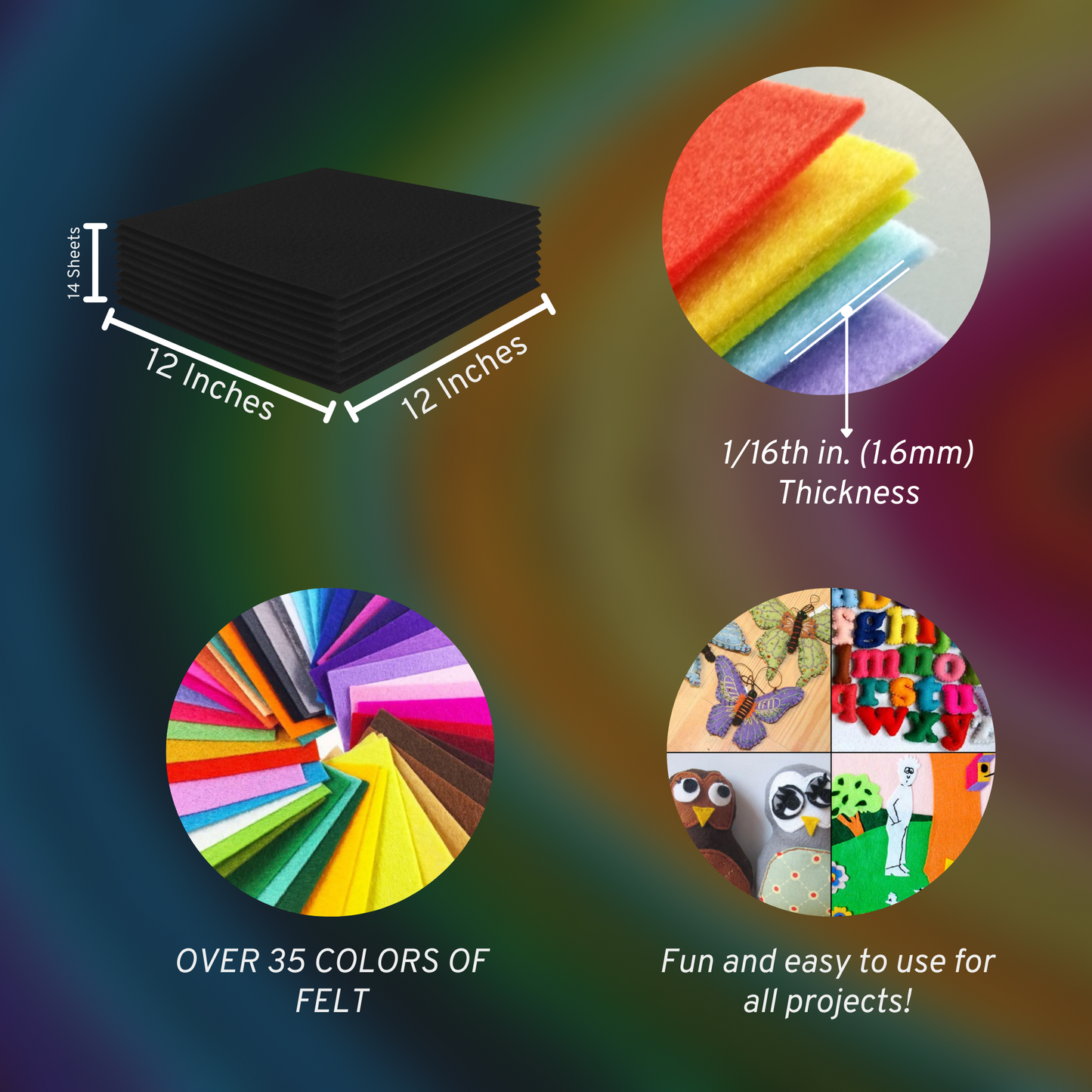 FabricLA Acrylic Felt Craft Sheet Packs – Black | Soft 100% Acrylic Felt Sheets for DIY & Sewing