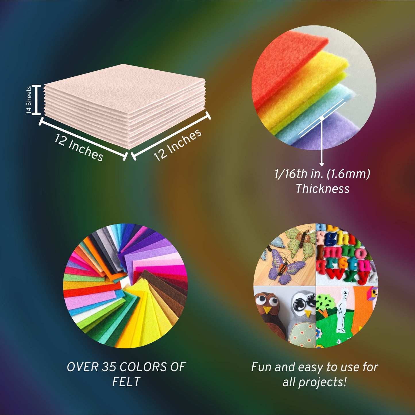 FabricLA Acrylic Felt Craft Sheet Packs – Ivory | Soft 100% Acrylic Felt Sheets for DIY & Crafts