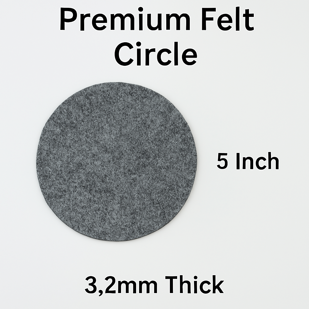 3.2mm Thick Premium Felt Circle – 5 Inch – (Pack of 5) – Multiple Colors