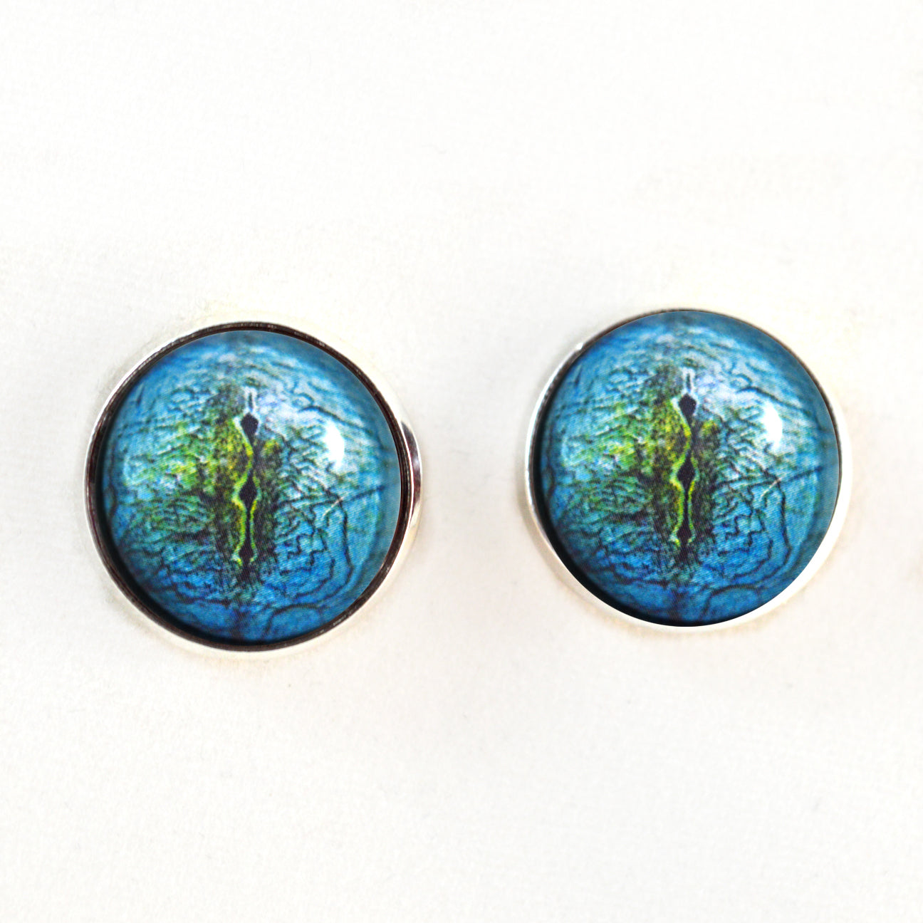 Blue Lizard Reptile Inspired Sew-On Button Glass Eyes