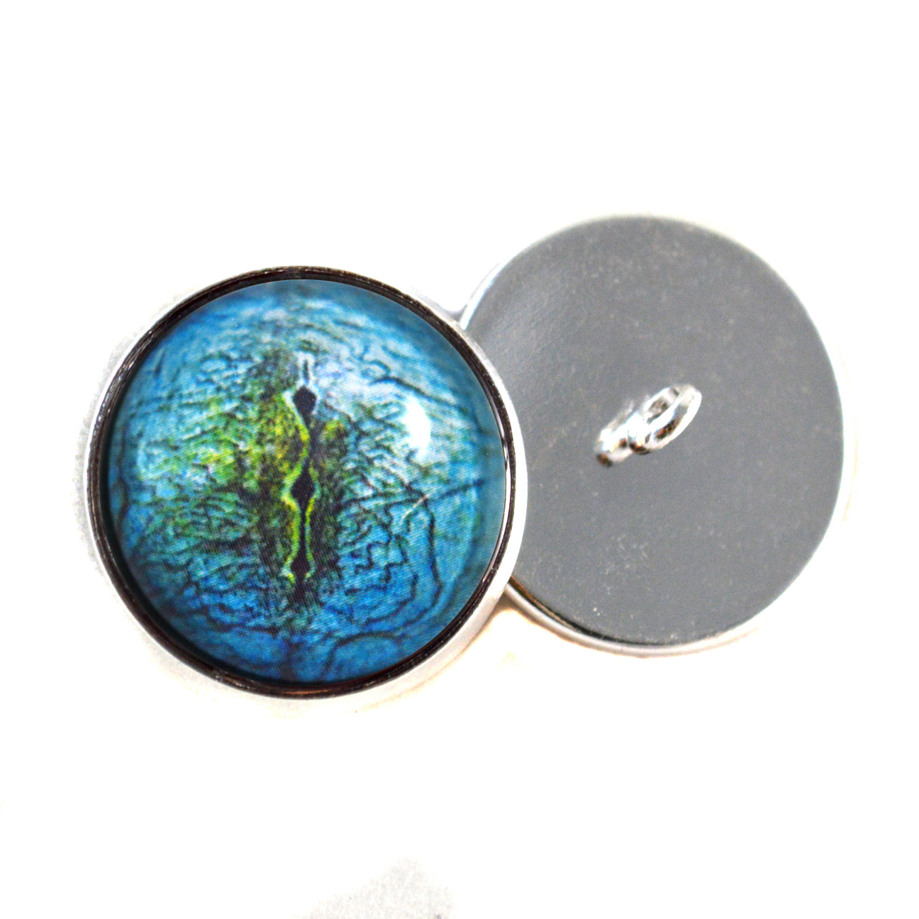 Blue Lizard Reptile Inspired Sew-On Button Glass Eyes