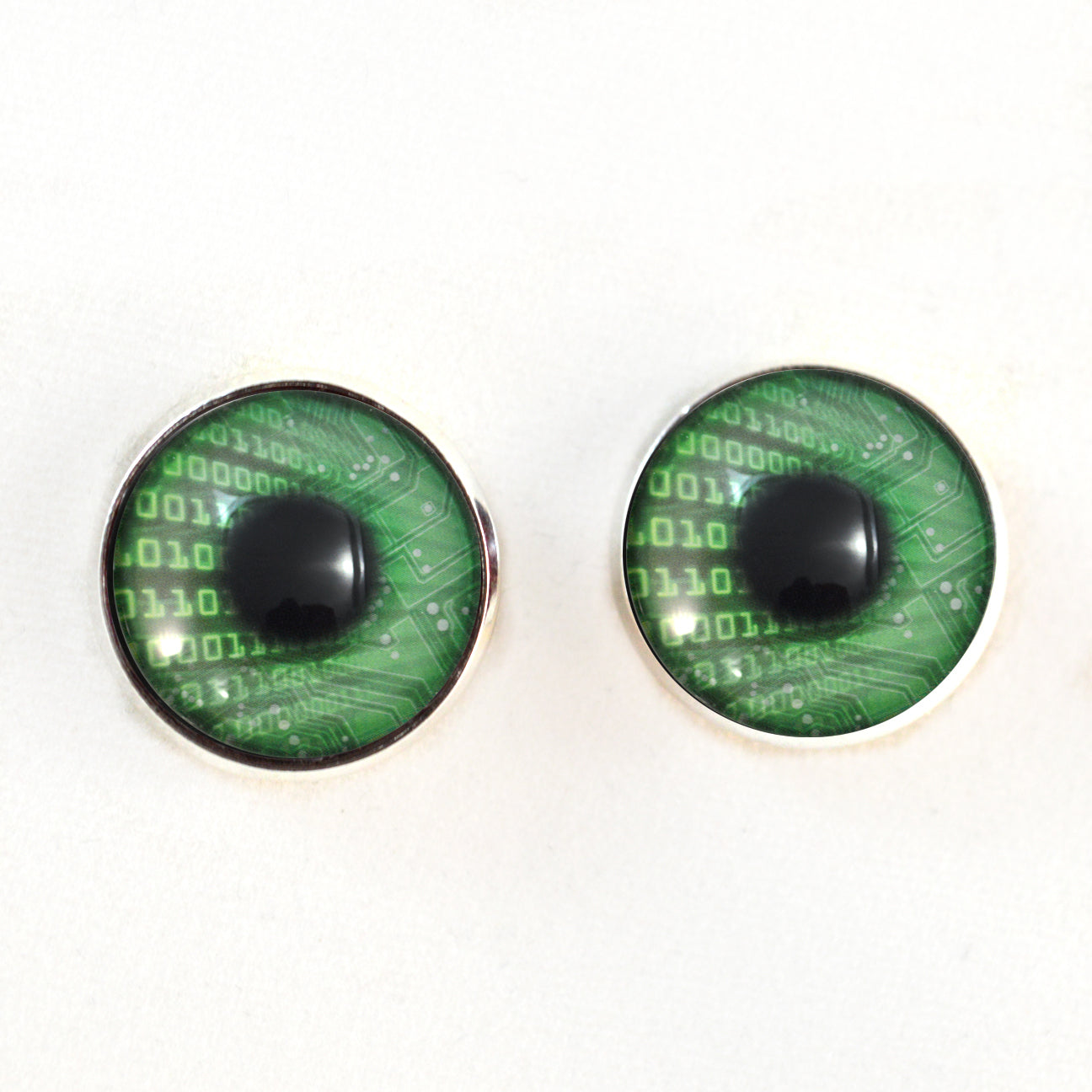 Green Code Cyberpunk Sew-On Button Glass Eyes