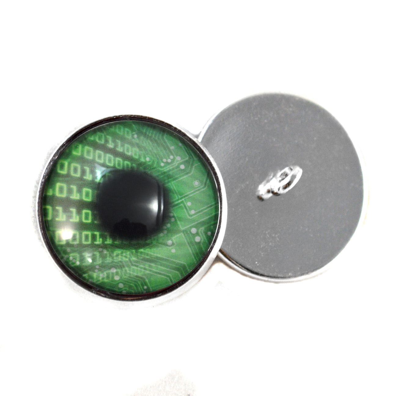 Green Code Cyberpunk Sew-On Button Glass Eyes