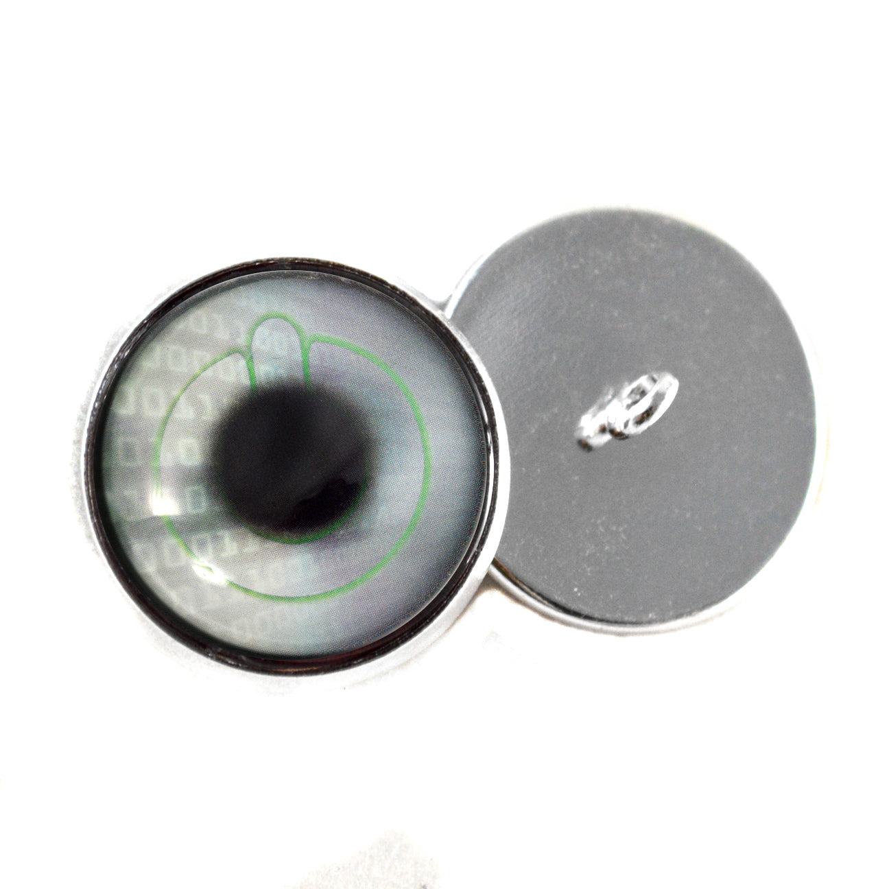 Power Button Computer Code Cyberpunk Sew-On Button Glass Eyes