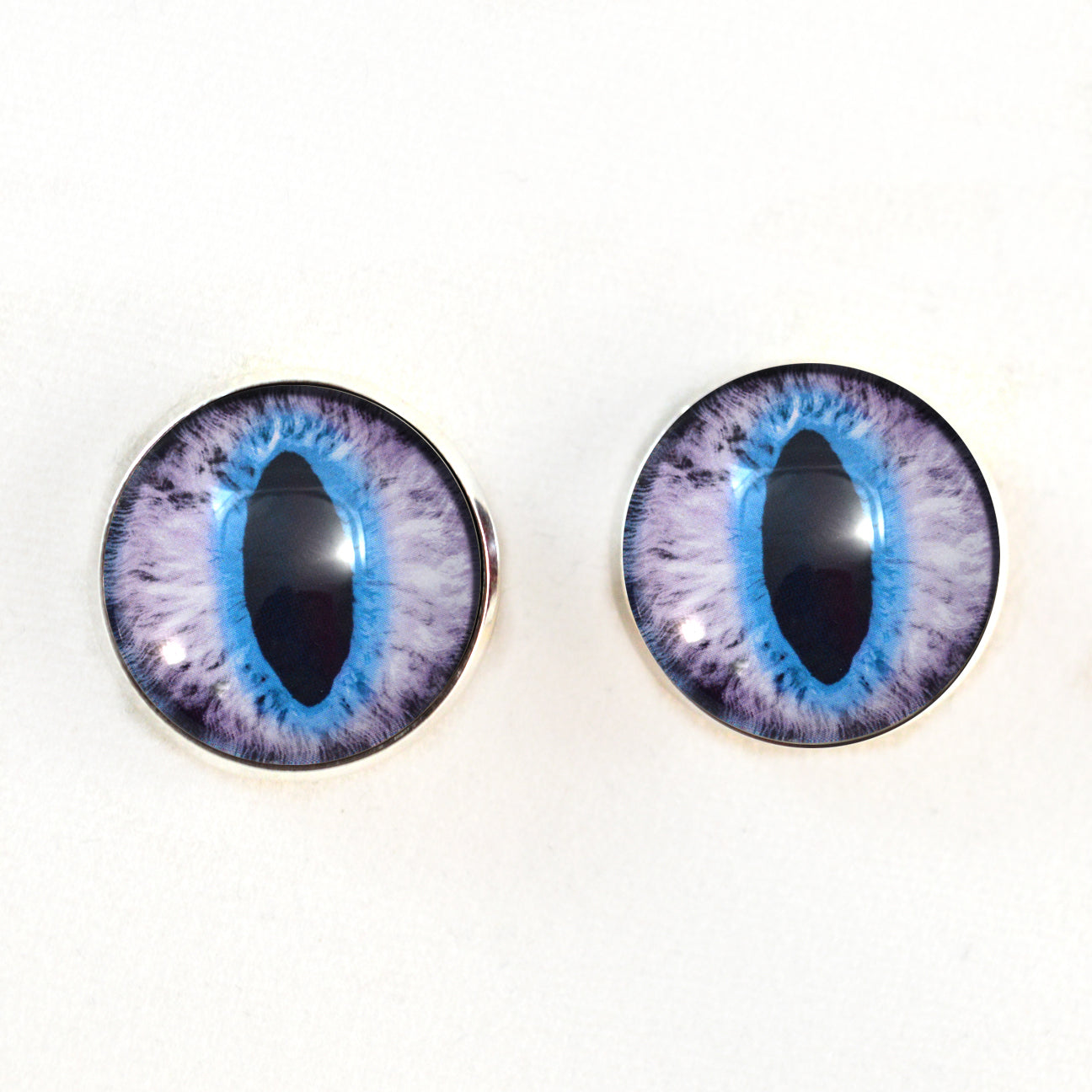 Purple and Blue Cat Dragon Sew-On Button Glass Eyes