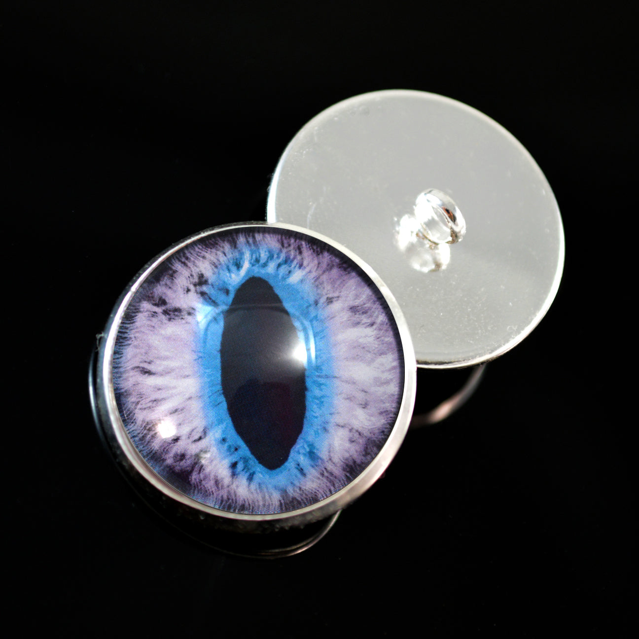 Purple and Blue Cat Dragon Sew-On Button Glass Eyes