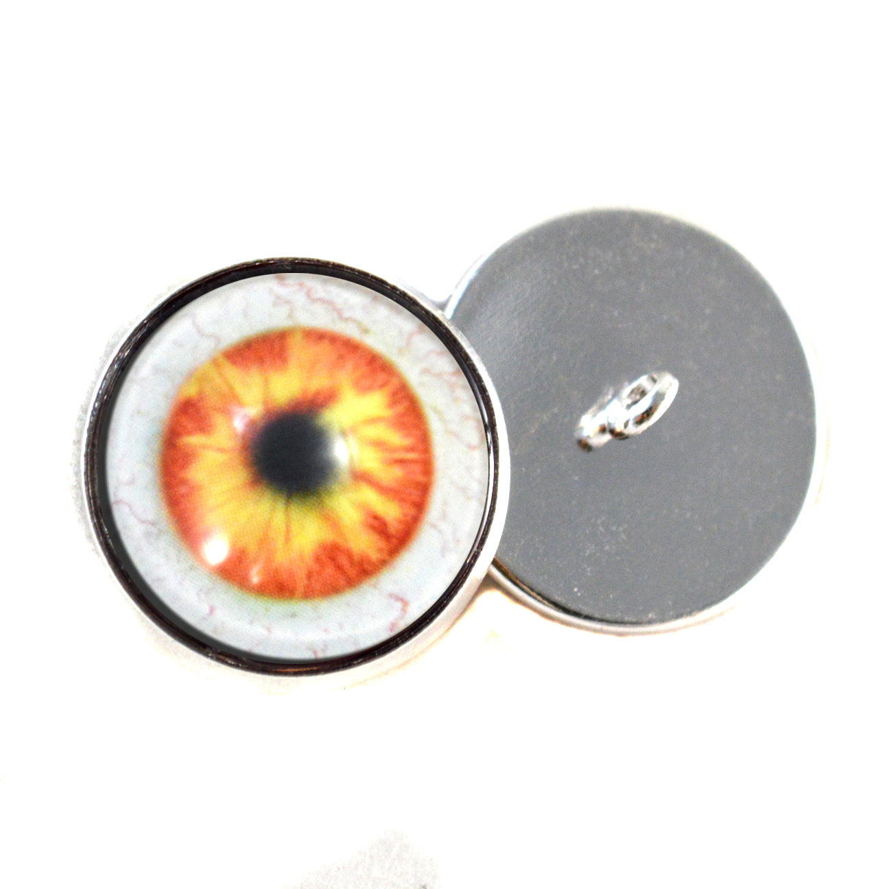 Yellow and Orange Spooky Sew-On Button Glass Eyes