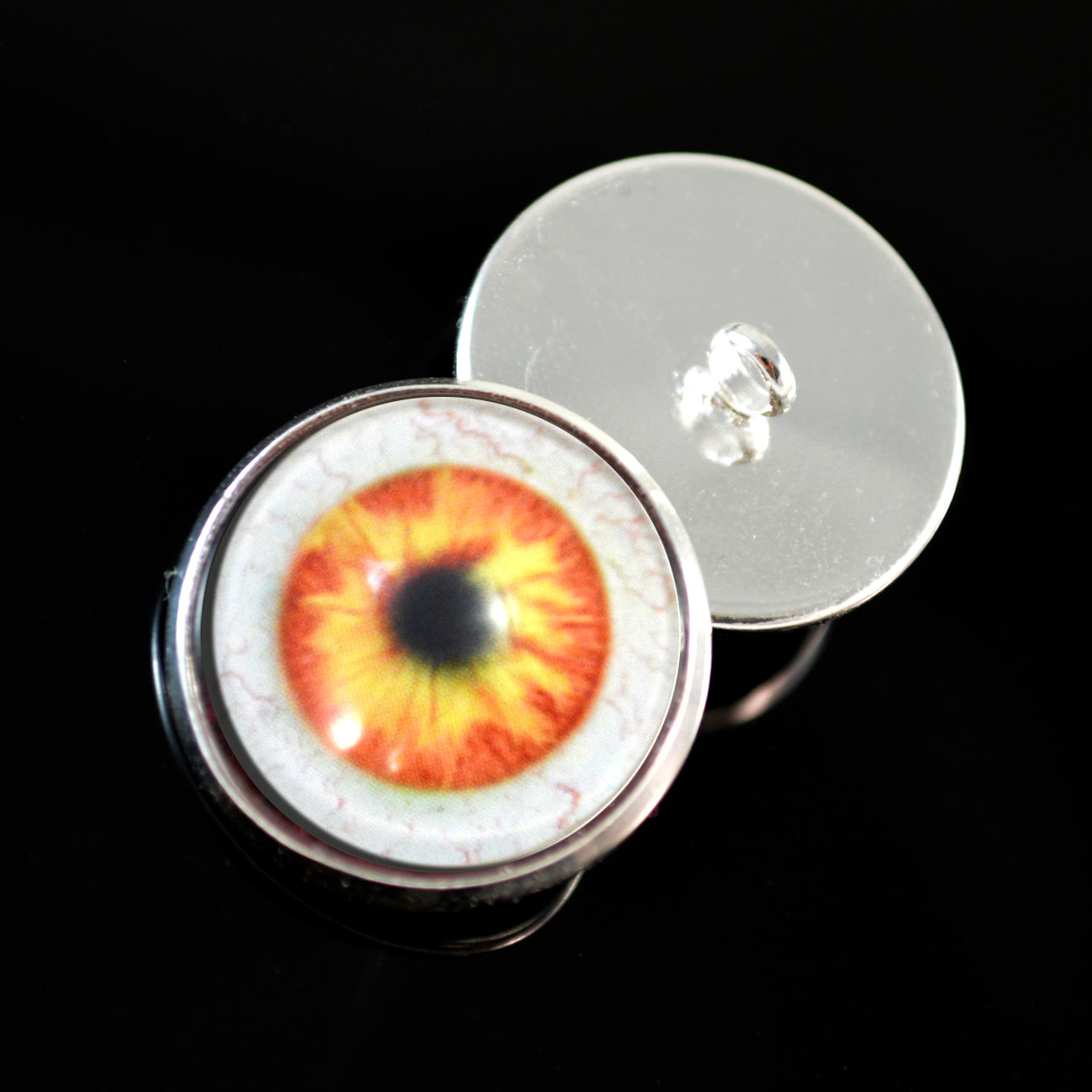 Yellow and Orange Spooky Sew-On Button Glass Eyes