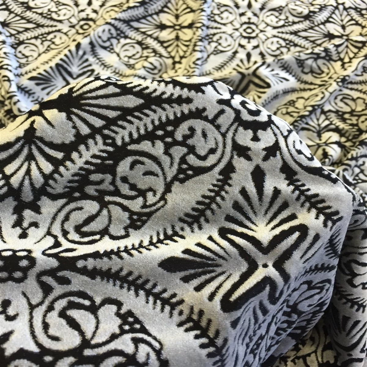 Lili Damask Burnout Stretch Velvet Fabric