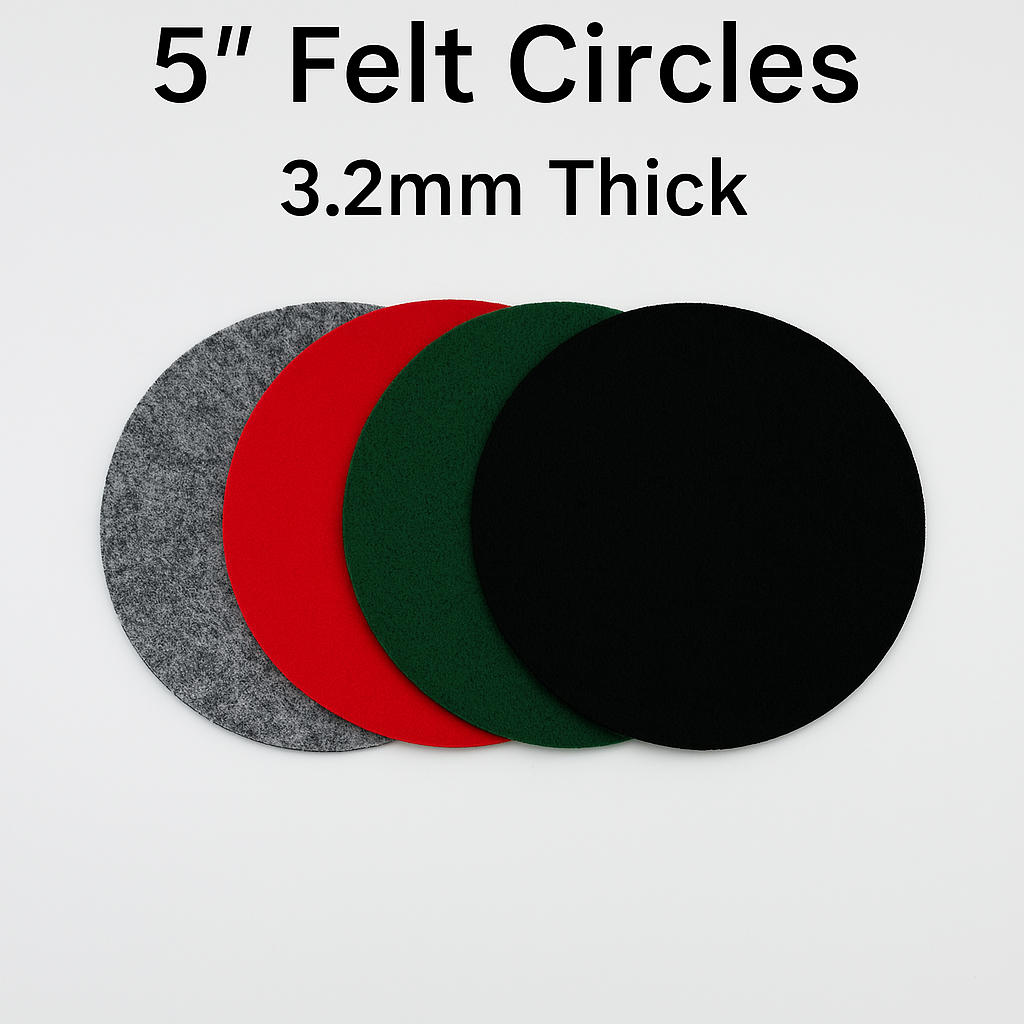 3.2mm Thick Premium Felt Circle – 5 Inch – (Pack of 5) – Multiple Colors