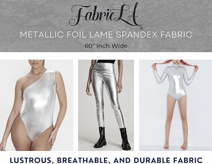 Metallic Foil Lame Spandex Knit Fabric | 4-Way Stretch