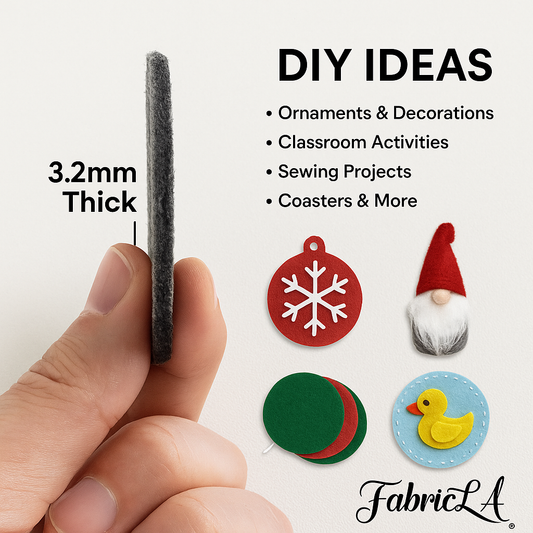 3.2mm Thick Felt Circles – 5 Pack | 5”, 7”, or 10.5” | Soft Craft Felt for DIY
