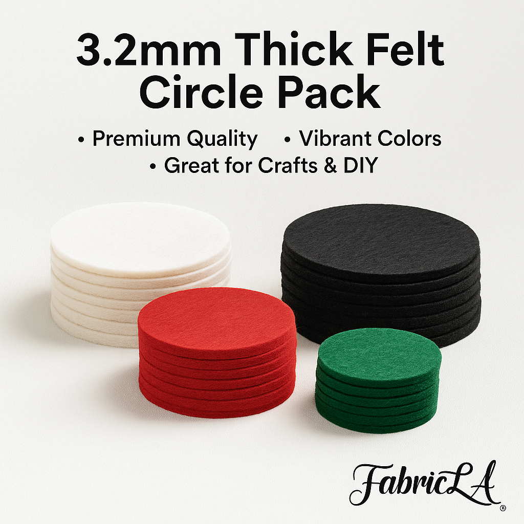 3.2mm Thick Felt Circles – 5 Pack | 5”, 7”, or 10.5” | Soft Craft Felt for DIY