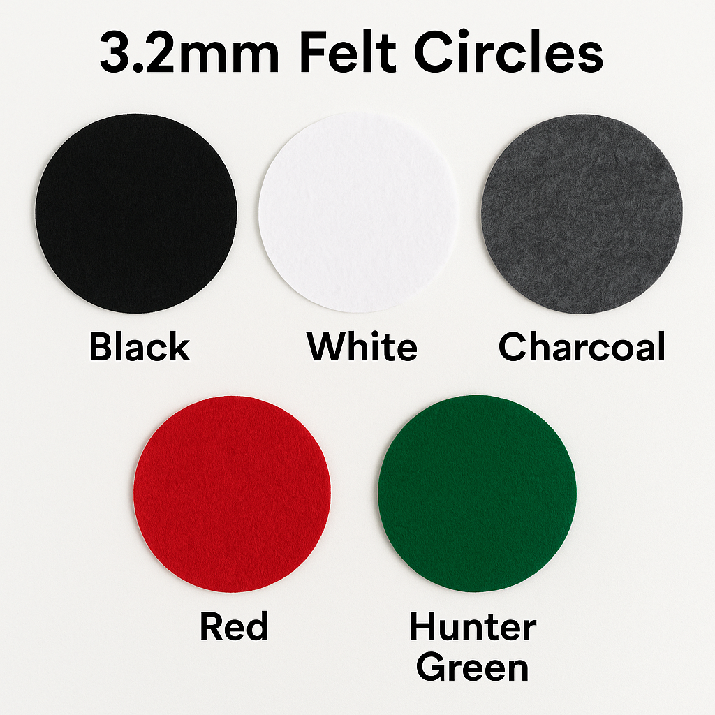 3.2mm Thick Felt Circles – 5 Pack | 5”, 7”, or 10.5” | Soft Craft Felt for DIY