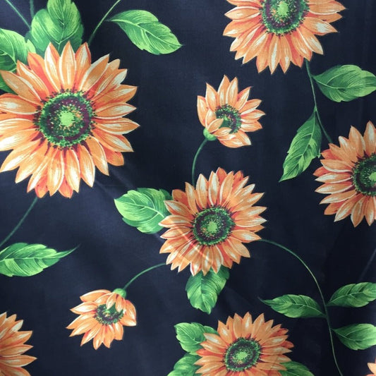 Sunflower Daisy Floral Printed Poly Cotton Fabric