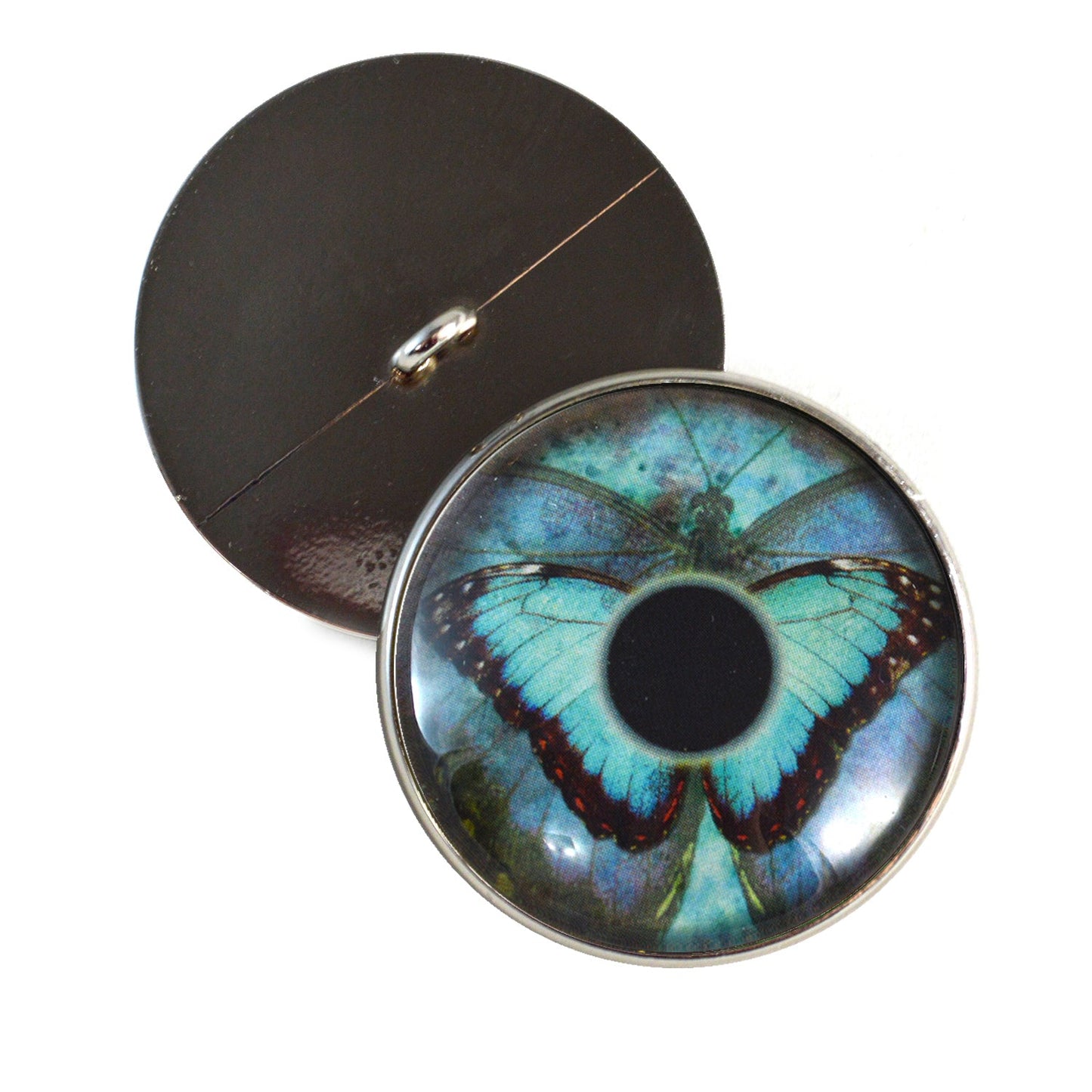 Blue Butterfly Sew-On Button Glass Eyes