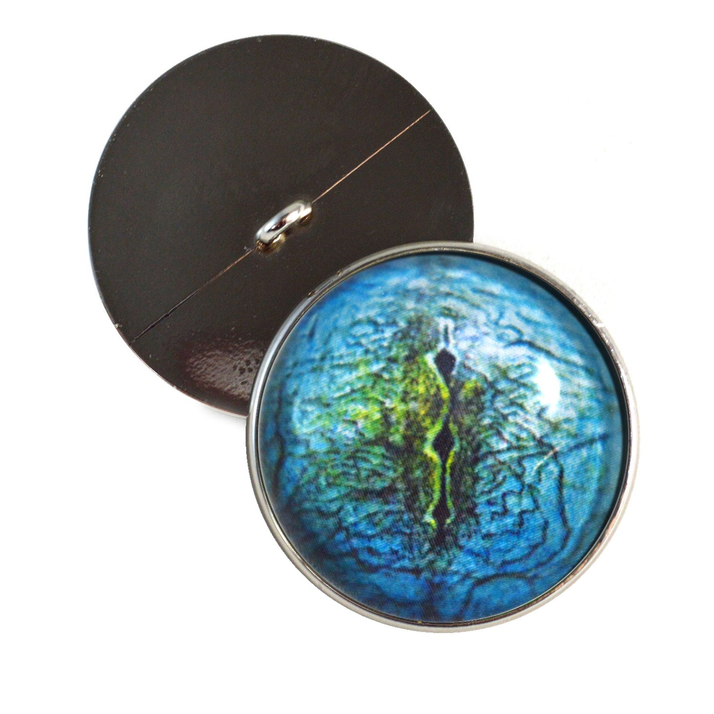 Blue Lizard Reptile Inspired Sew-On Button Glass Eyes