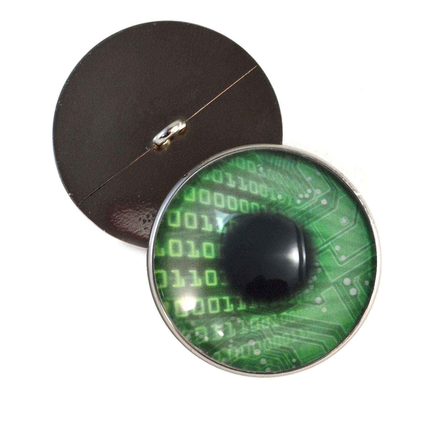 Green Code Cyberpunk Sew-On Button Glass Eyes