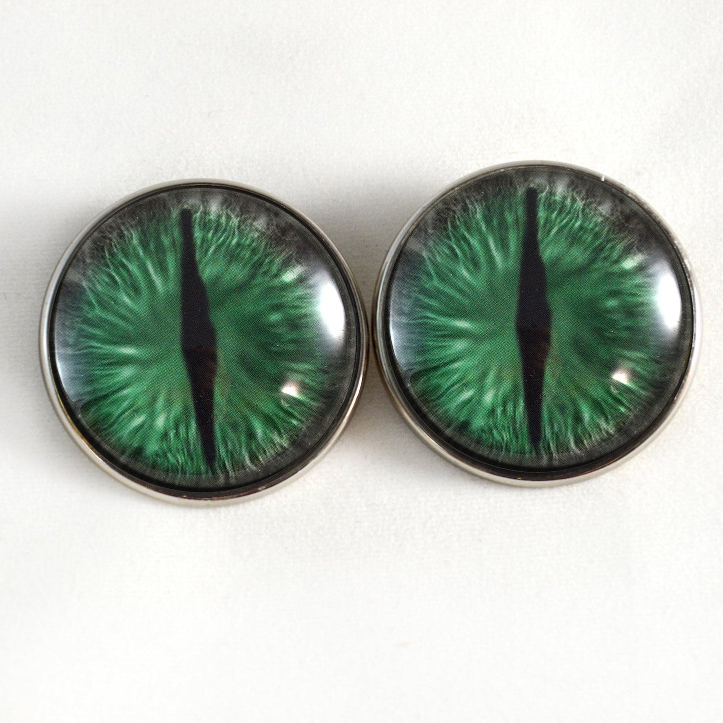 Green and Gray Dragon Sew-On Buttons Glass Eyes