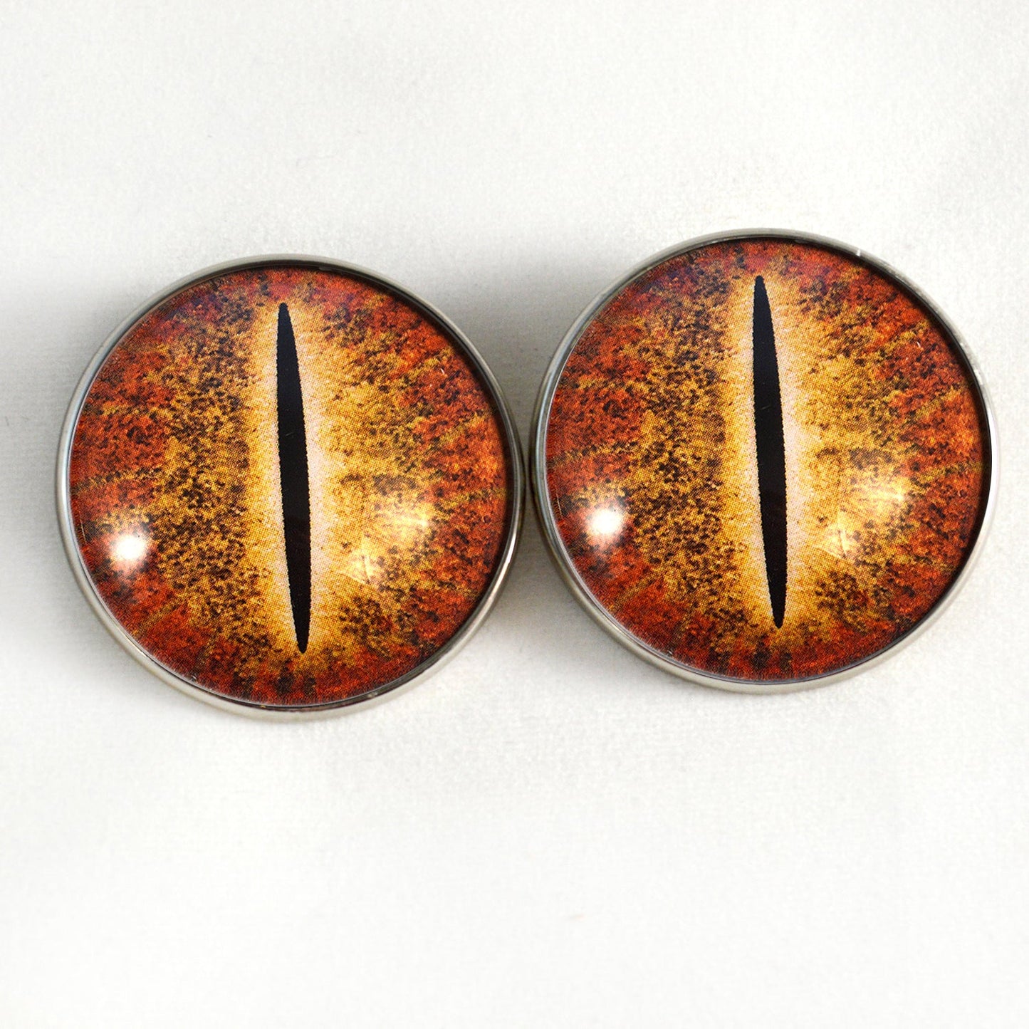 Orange Dinosaur Sew-On Button Glass Eyes