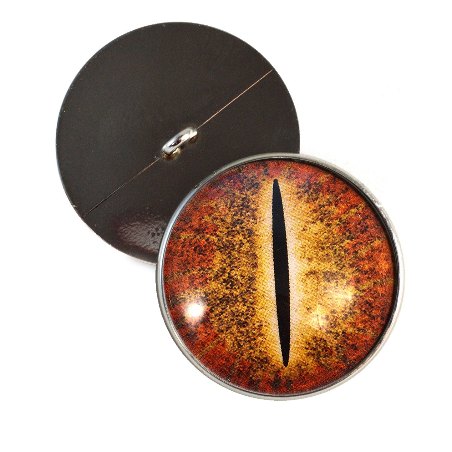 Orange Dinosaur Sew-On Button Glass Eyes