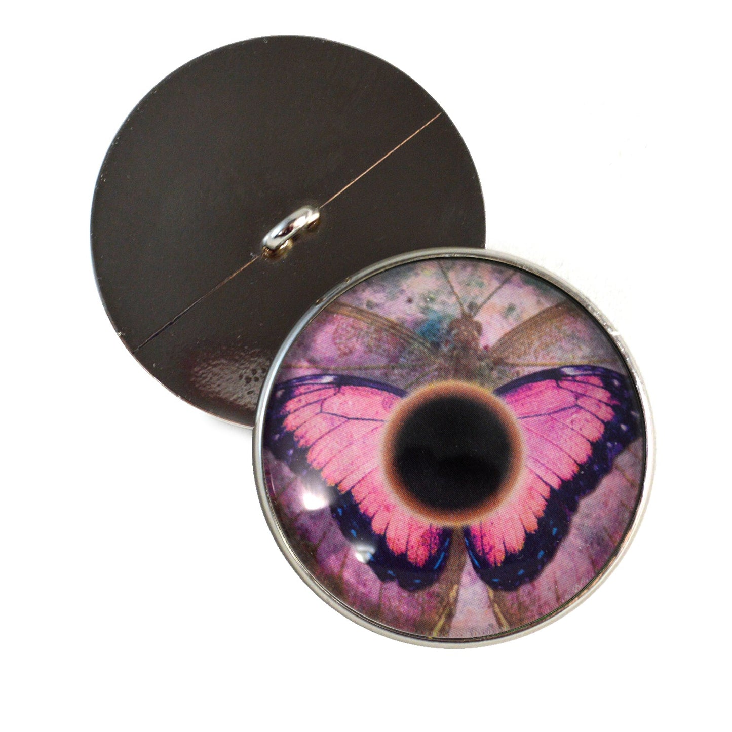 Pink Butterfly Sew-On Button Glass Eyes