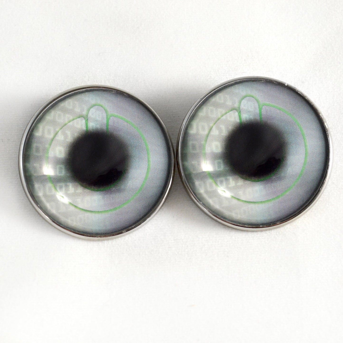 Power Button Computer Code Cyberpunk Sew-On Button Glass Eyes