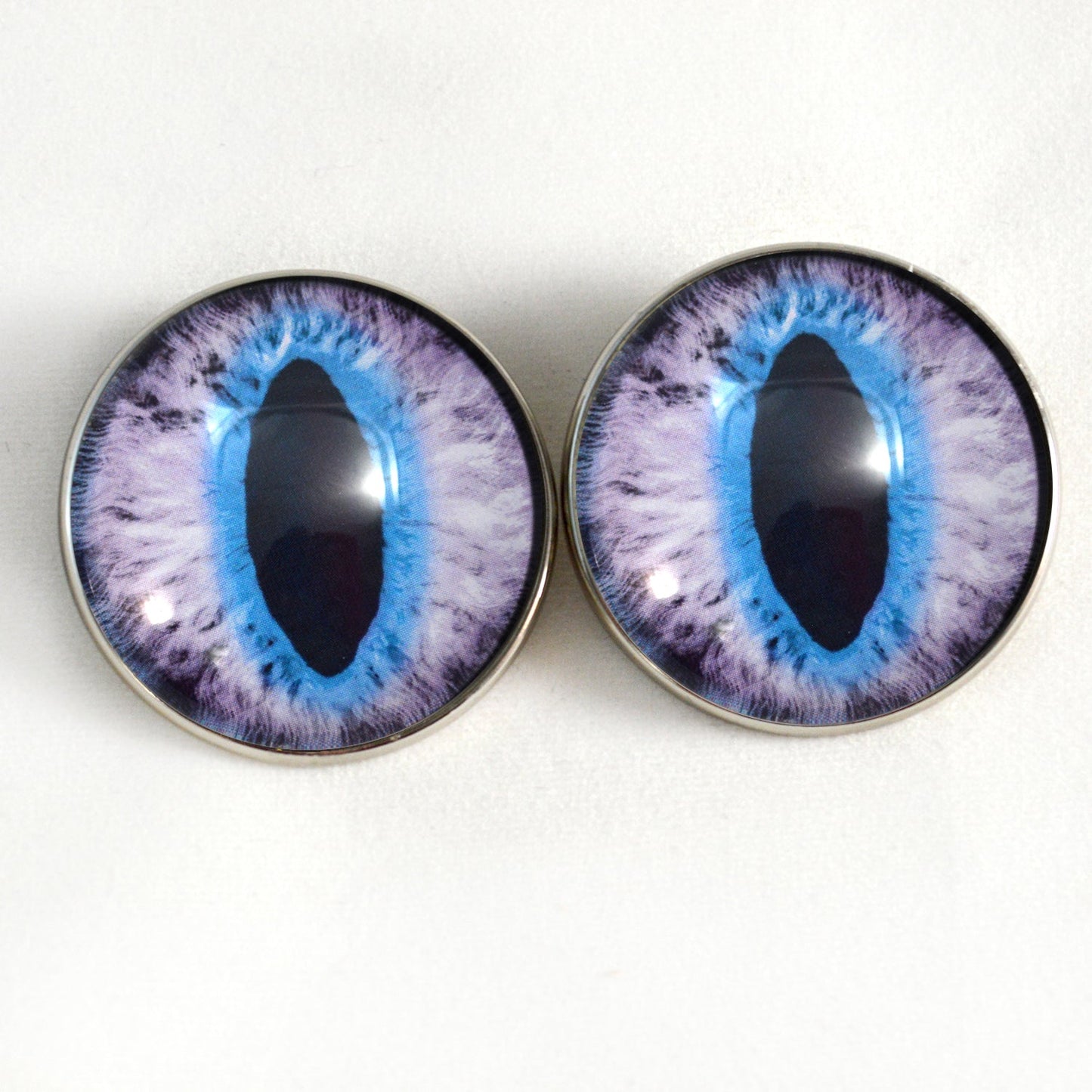 Purple and Blue Cat Dragon Sew-On Button Glass Eyes