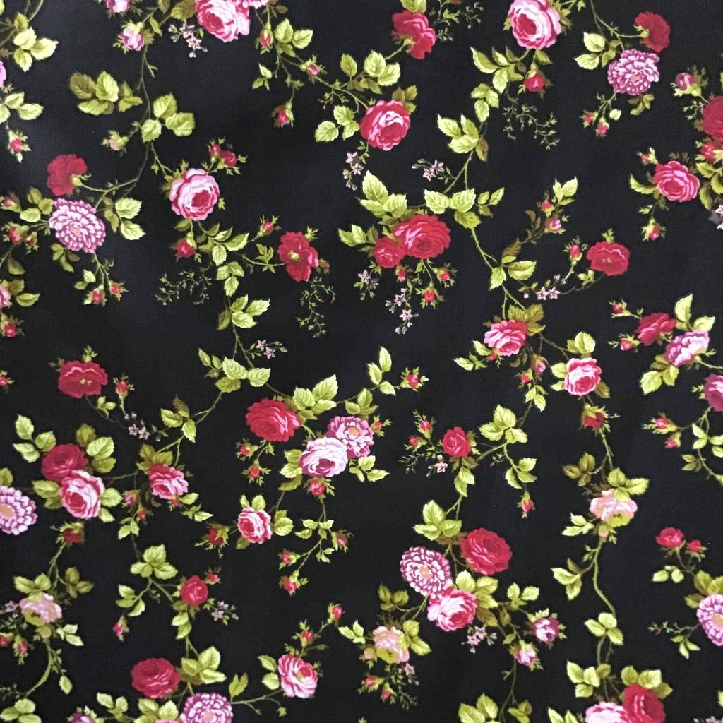 Rose Floral Print Poly Cotton Fabric