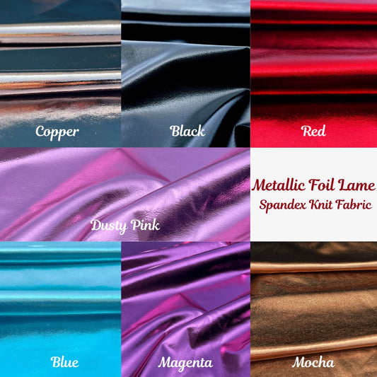 Metallic Foil Lame Spandex Knit Fabric | 4-Way Stretch