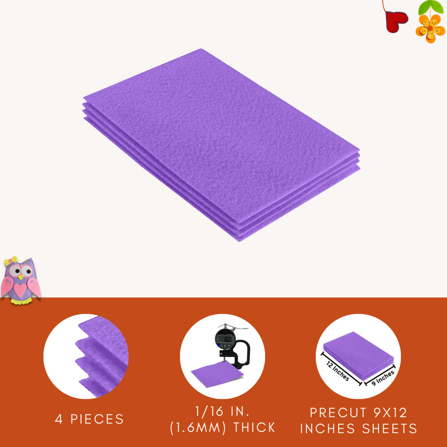 FabricLA Acrylic Felt 9"X12" Sheet Packs | Lavender