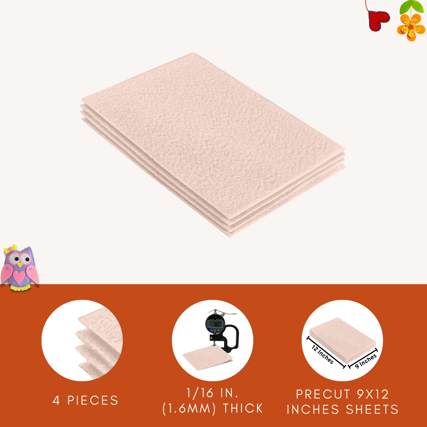 FabricLA Acrylic Felt 9"X12" Sheet Packs | Sand