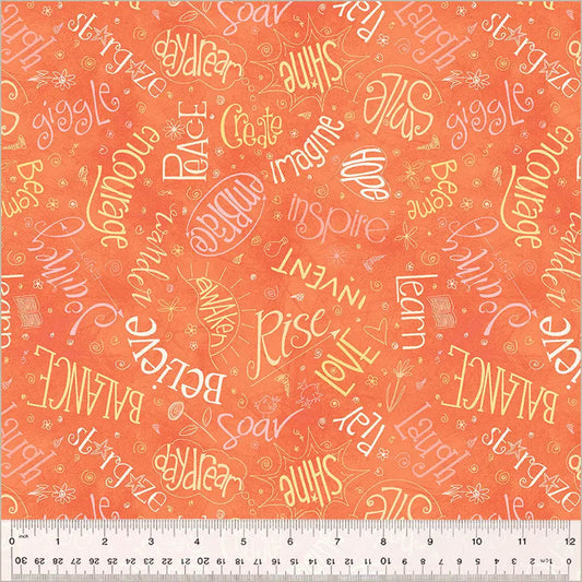 Orange Noteworthy Aspirations 44"/45 Fabric Per Yard