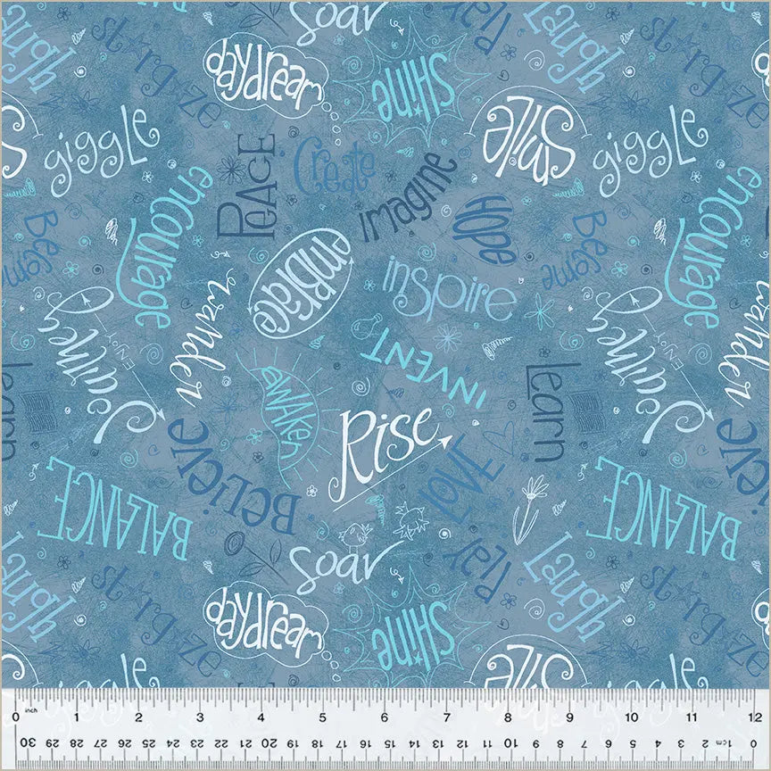 Blue Denim Noteworthy Aspirations 44"/45 Fabric Per Yard