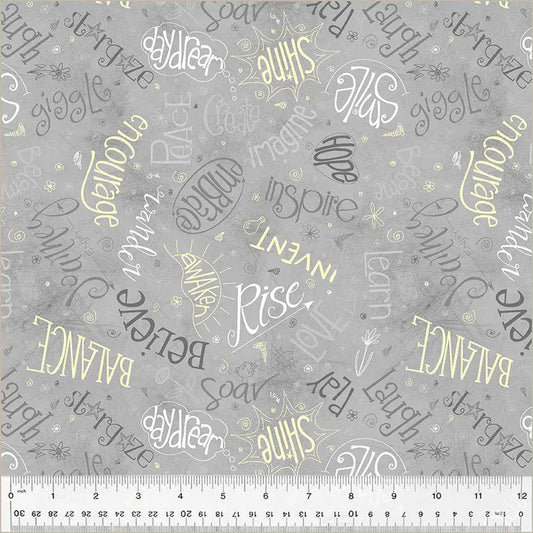 Grey Smoke Noteworthy Aspirations 44"/45 Fabric Per Yard