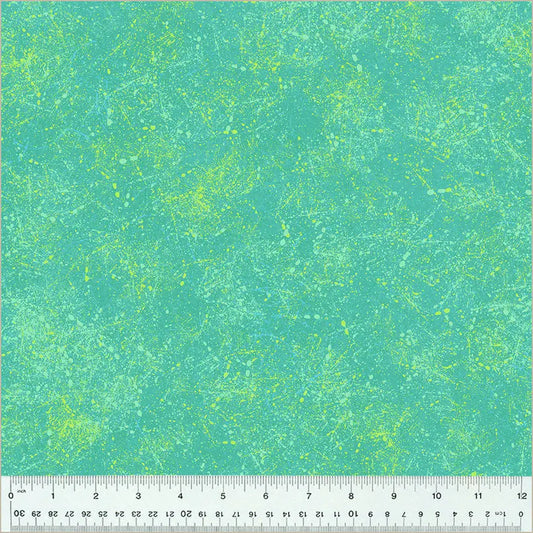 Green Aqua Noteworthy Splatter 44"/45 Fabric Per Yard