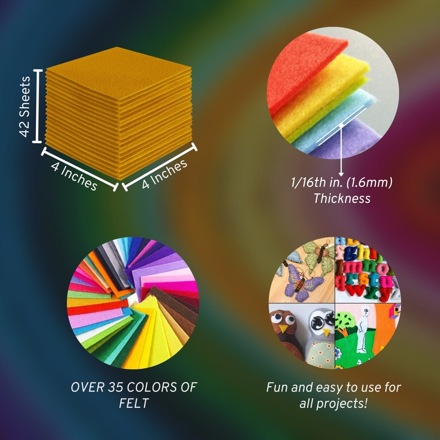 FabricLA Acrylic Felt Craft Sheet Packs – Antique Gold | Soft 100% Acrylic Felt Sheets for DIY & Crafts