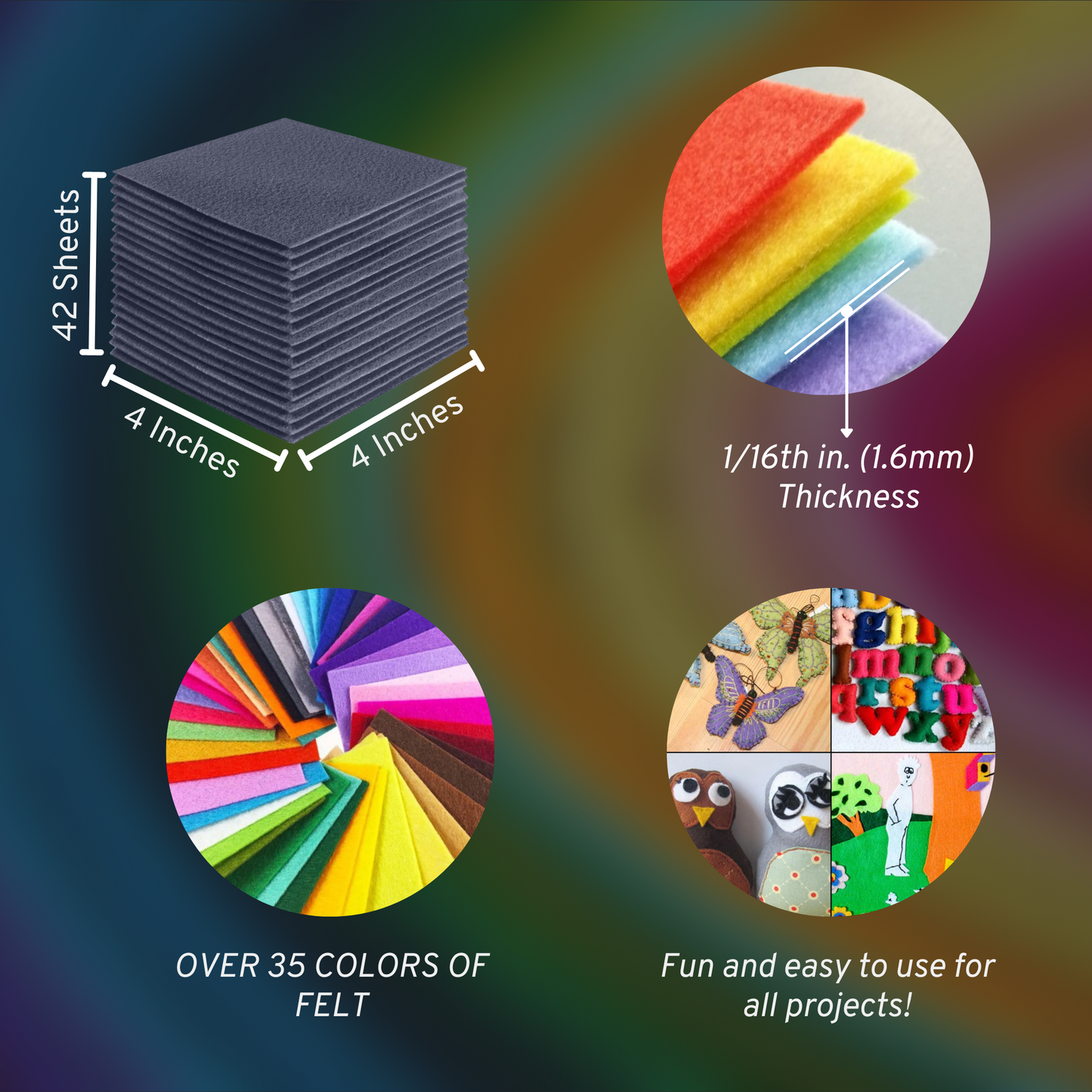 FabricLA Acrylic Felt Craft Sheet Packs – Heather Gray | Soft 100% Acrylic Felt Sheets for DIY & Crafts