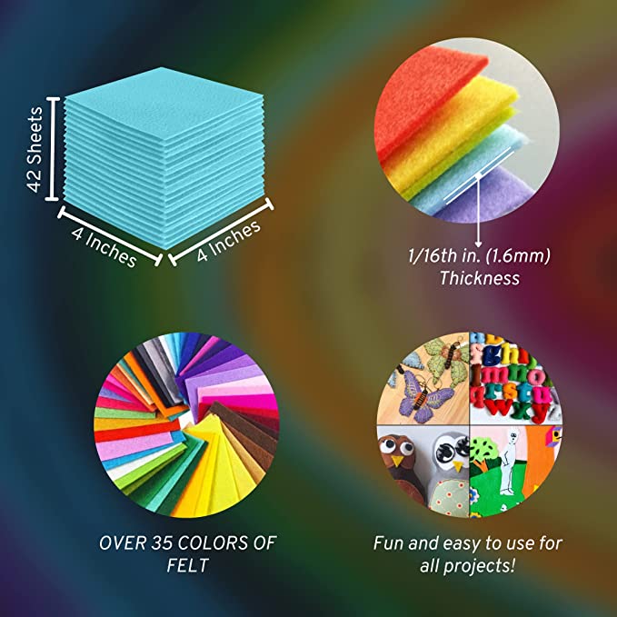 FabricLA Acrylic Felt Craft Sheet Packs – Baby Blue | Soft 100% Acrylic Felt Sheets for DIY & Crafts