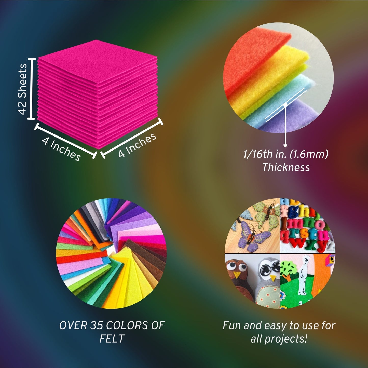 FabricLA Acrylic Felt Craft Sheet Packs – Neon Pink | Soft 100% Acrylic Felt Sheets for DIY & Crafts