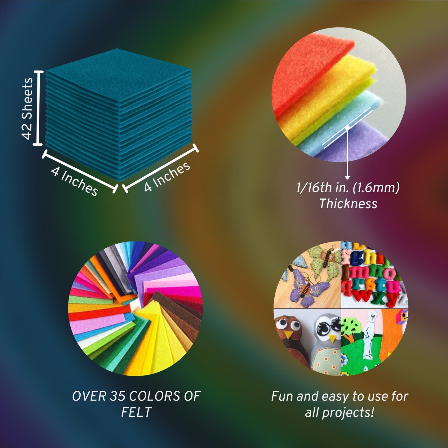 FabricLA Acrylic Felt Craft Sheet Packs – Turquoise | Soft 100% Acrylic Felt Sheets for DIY & Sewing