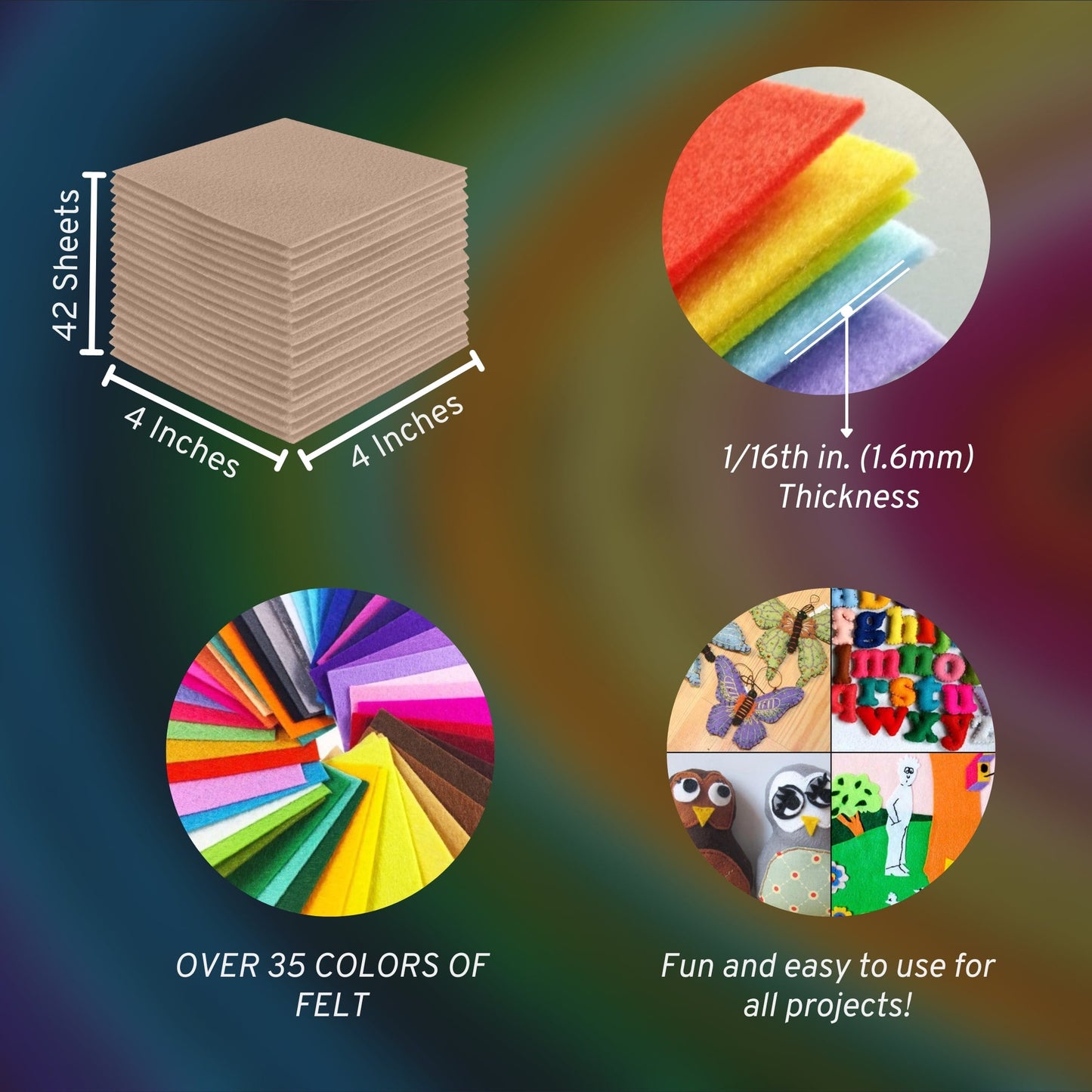 FabricLA Acrylic Felt Craft Sheet Packs – Sandy | Soft 100% Acrylic Felt Sheets for DIY & Crafts