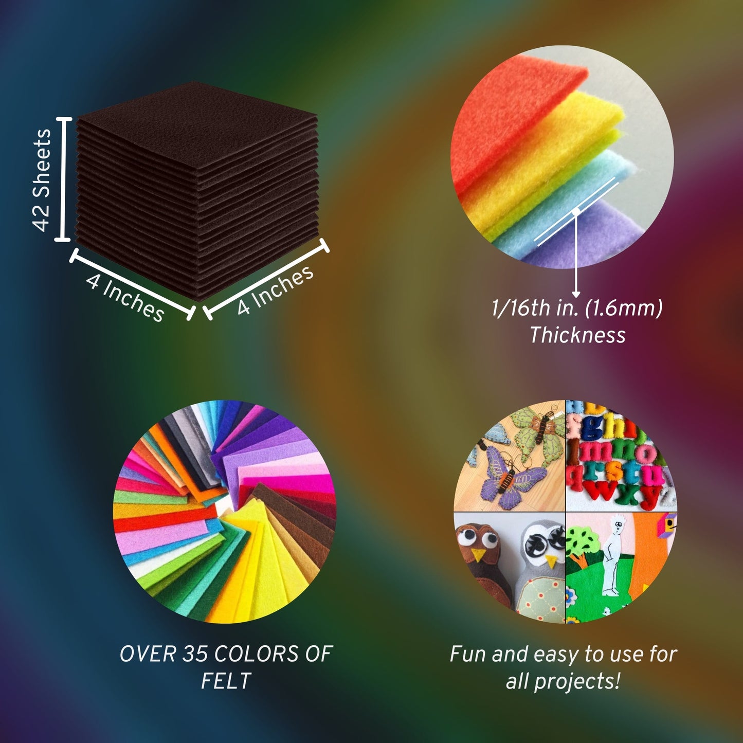 FabricLA Acrylic Felt Craft Sheet Packs – Brown | Soft 100% Acrylic Felt Sheets for DIY & Crafts