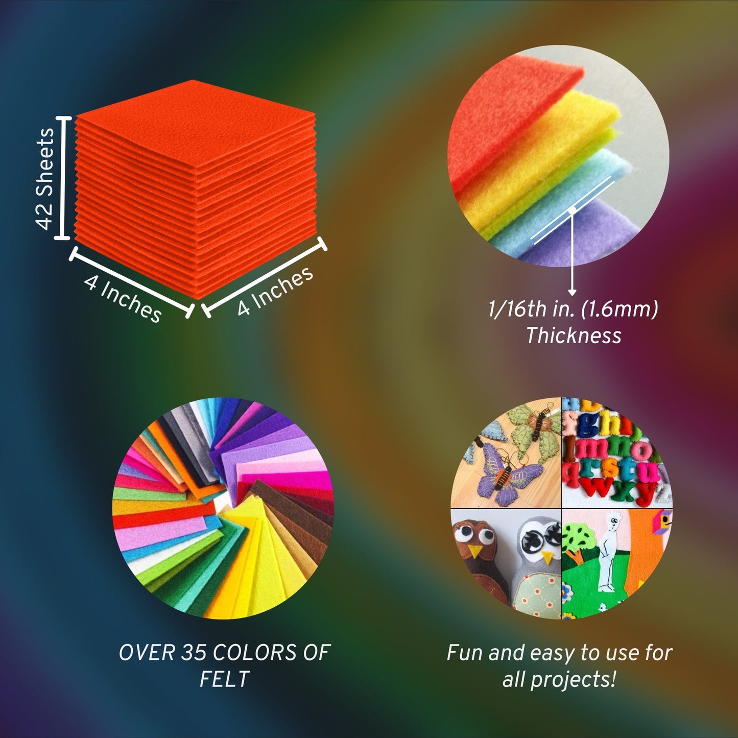 FabricLA Acrylic Felt Craft Sheet Packs – Neon Orange | Soft 100% Acrylic Felt Sheets for DIY & Crafts