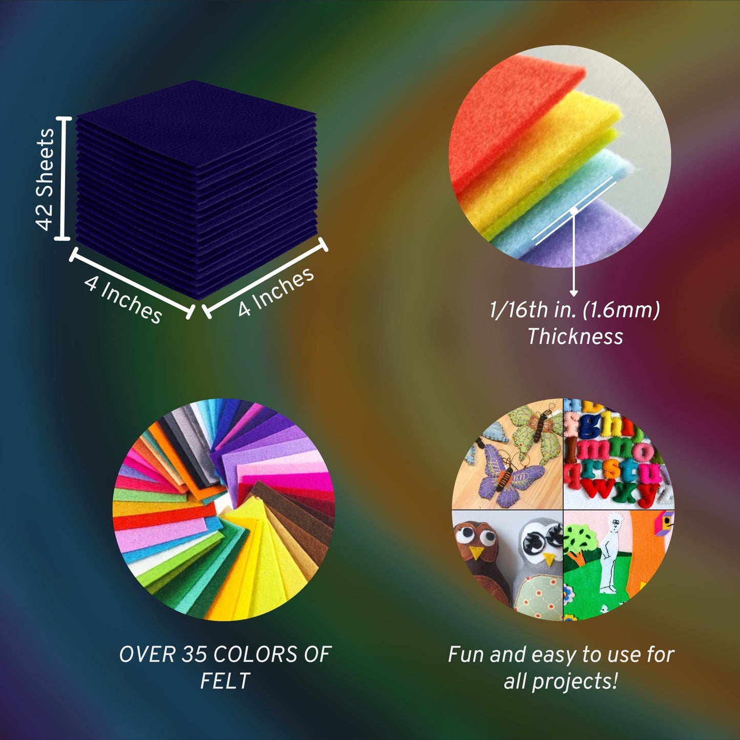 FabricLA Acrylic Felt Craft Sheet Packs – Navy Blue | Soft 100% Acrylic Felt Sheets for DIY & Sewing