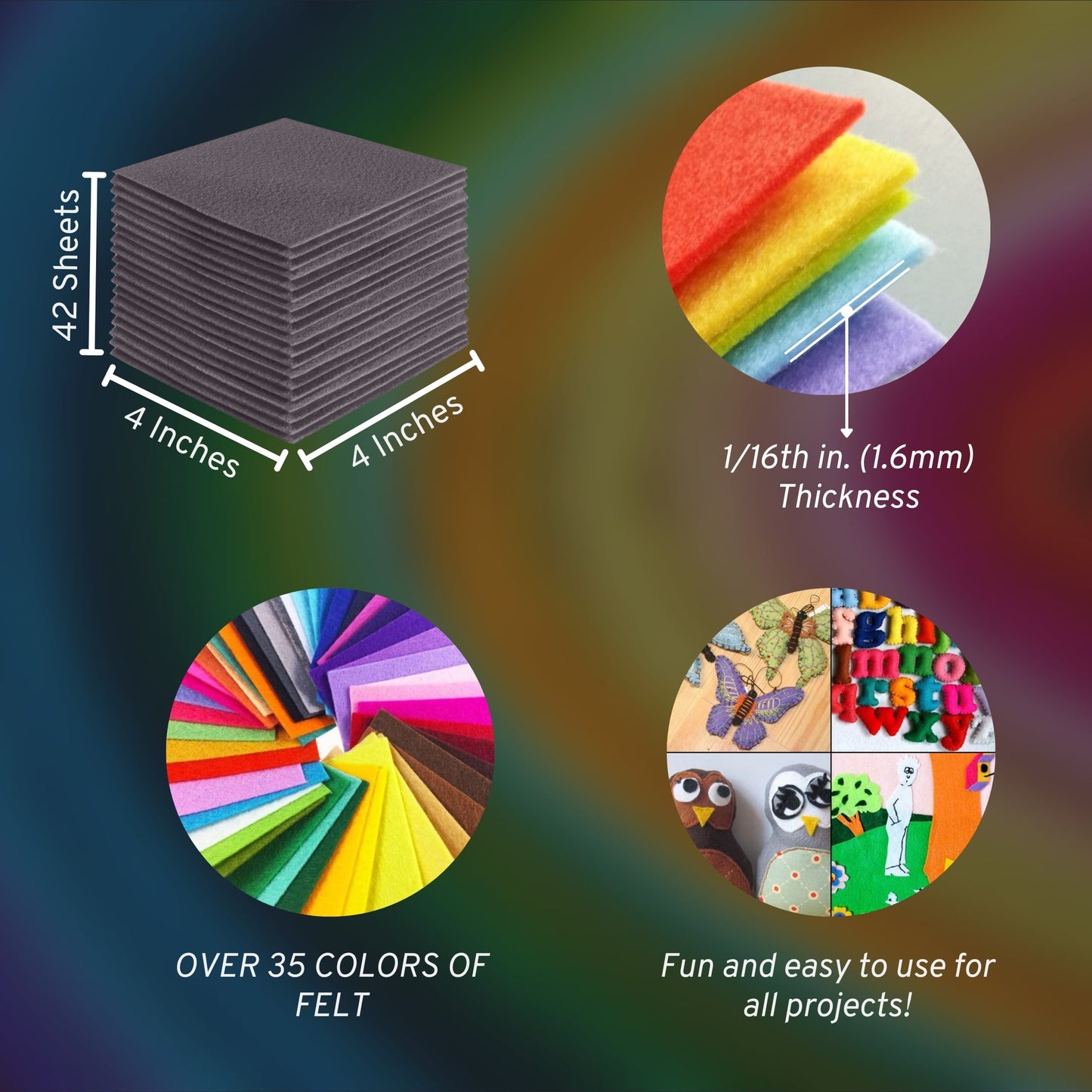 FabricLA Acrylic Felt Craft Sheet Packs – Platinum Gray | Soft 100% Acrylic Felt Sheets for DIY & Crafts