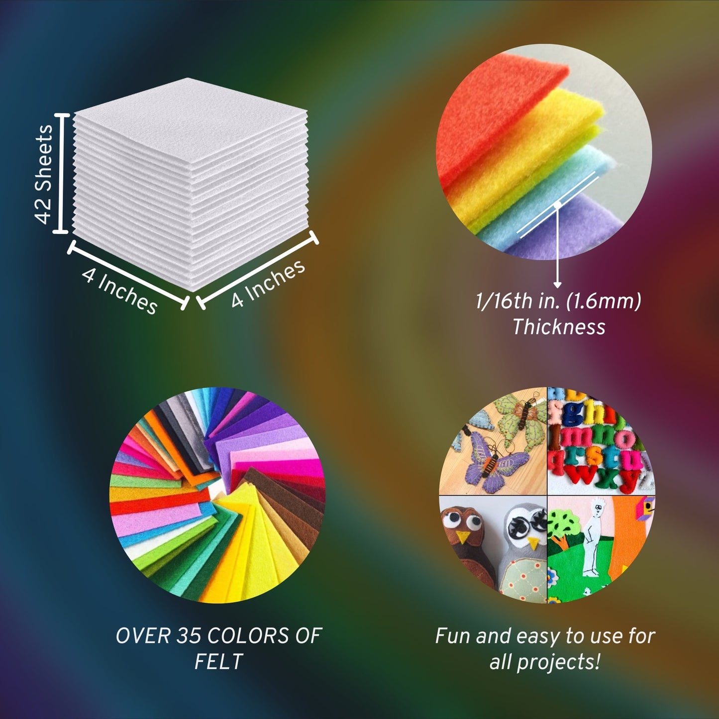 FabricLA Acrylic Felt Craft Sheet Packs – White | Soft 100% Acrylic Felt Sheets for DIY & Sewing