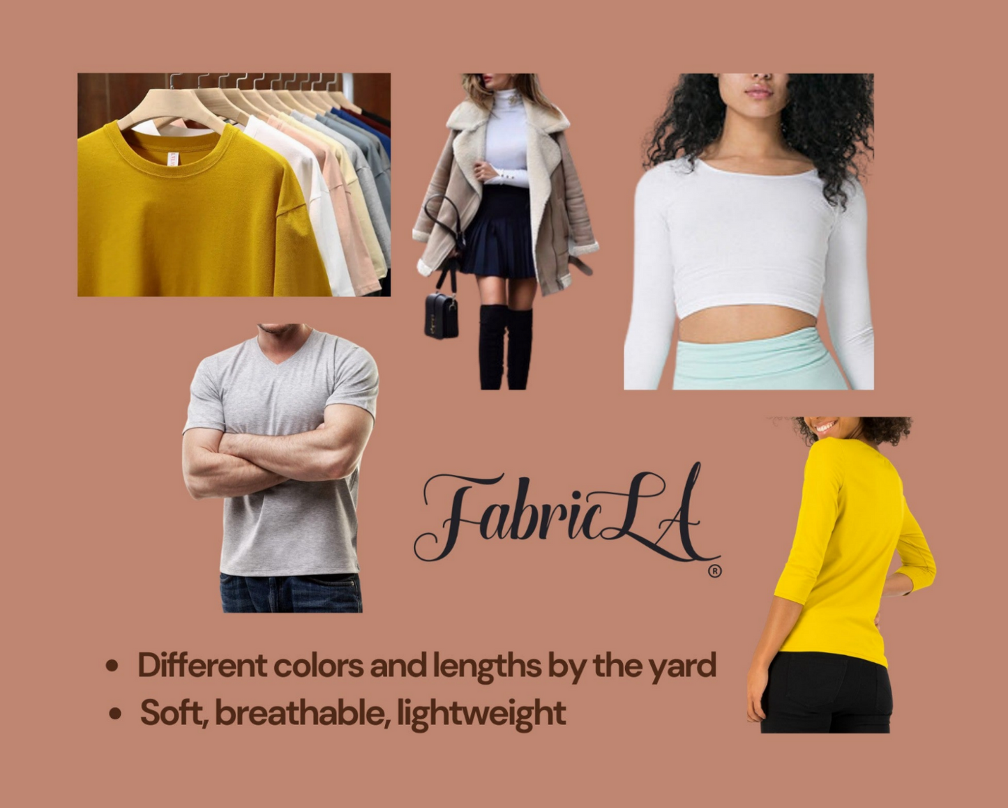 FabricLA 10 oz Cotton Spandex Jersey Knit Fabric – 4-Way Stretch | Coffee