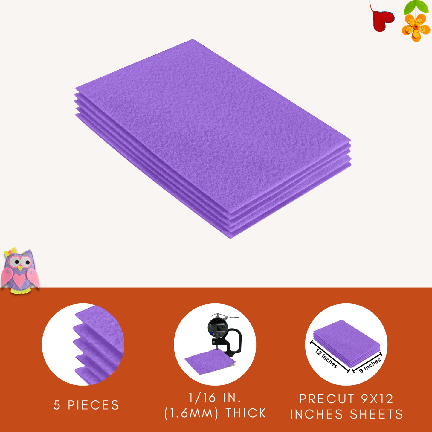 FabricLA Acrylic Felt 9"X12" Sheet Packs | Lavender